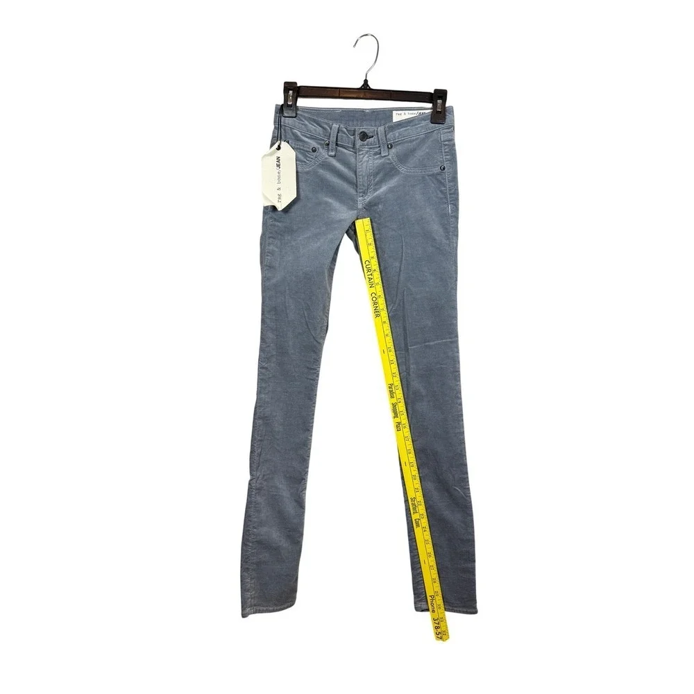 NWT Rag & Bone Skinny Jeans, Steel Blue Velvet, Size 25 - Picture 7 of 11